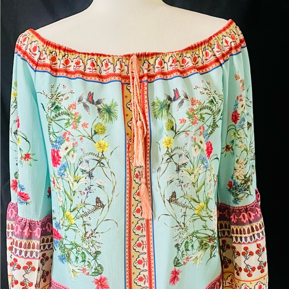 Peplum/Crepe Floral Off-Shoulder Top